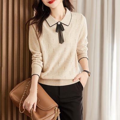 Women's 100% Wool Hot Diamond Lapel Sweater