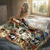 Dogs Floral Hearts Quilt Ultra-Soft Fluffy Flannel Blanket Super Cozy Lightweight Bed Blanket for Halloween Sofa Bed Christmas