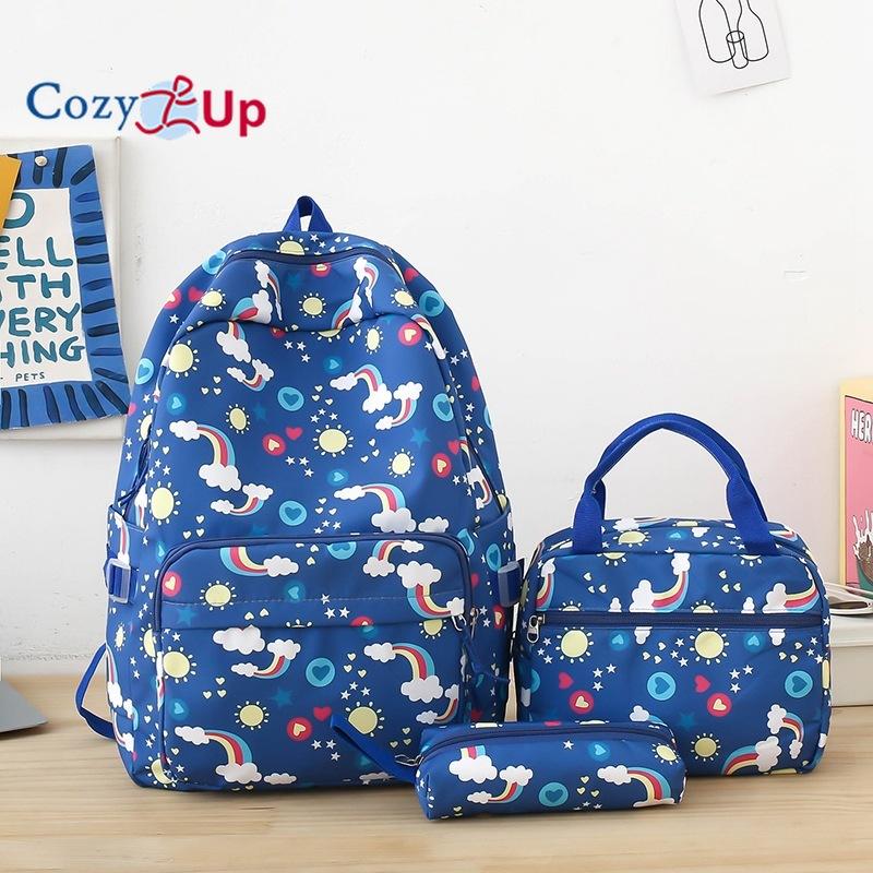 Cute Printed Load-reducing Large-capacity Backpack Women's High-value Casual Backpack 5-piece Set