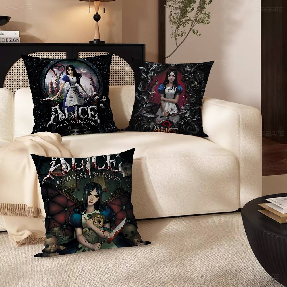 Popular Horror Game A-Alice M-Madness R-Returns Pillow Anime Pillow Sofa Bed Head Pillow Cover Cushion Cover 45x45 Cm Fashion