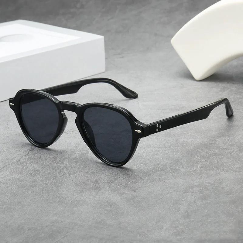  Ins Popular Fashion Oval Sunglasses Men Gradient Shades UV400 Vintage Rivets Women Trending Sun Glasses