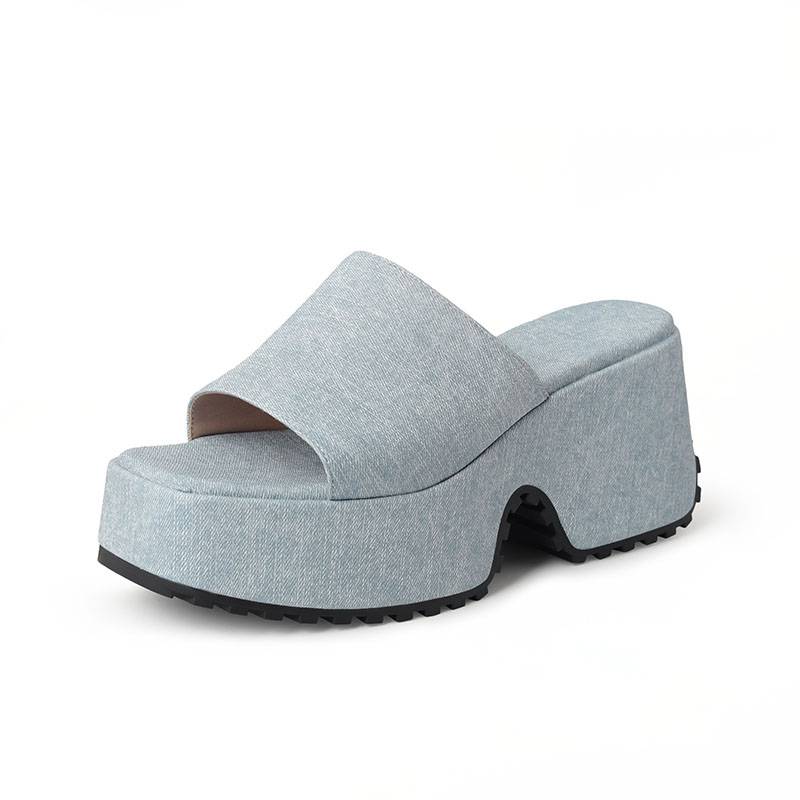 Krazing Pot Polyurethaan Mules Lente Zomer Maat 43 Maat 42 Prints Dames Platform Dames Ronde Neus Instappers Waterdichte Sandalen