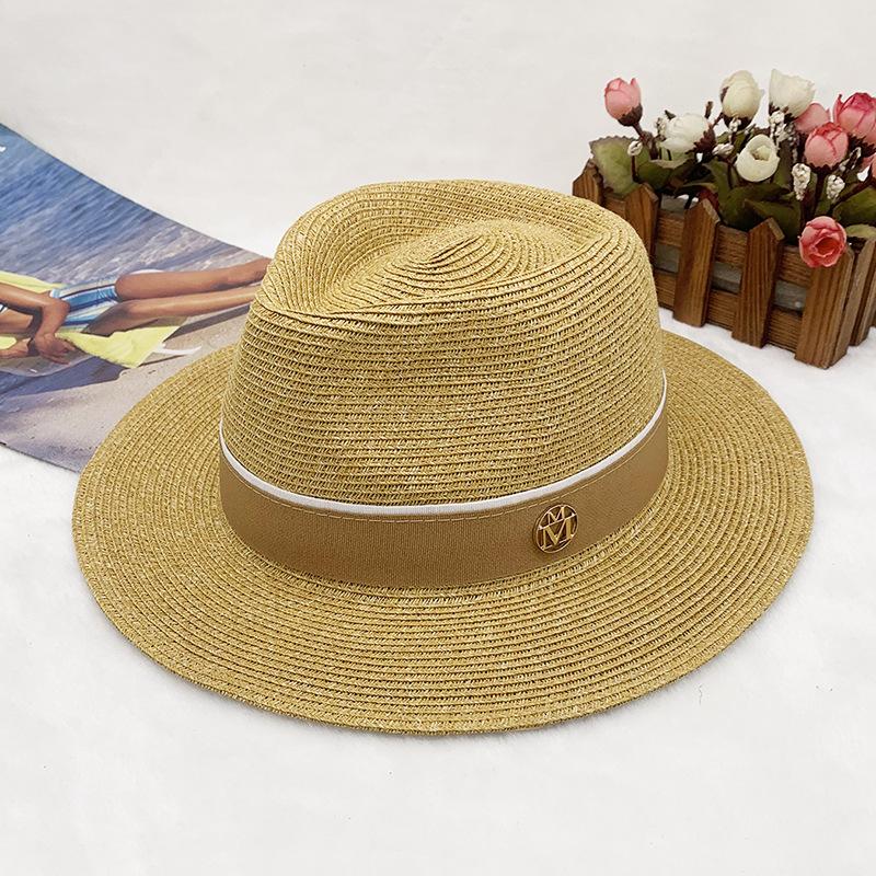 Spring and Summer Panama Straw Sunshade Top Hat for Men and Women, Beach and Jazz Style