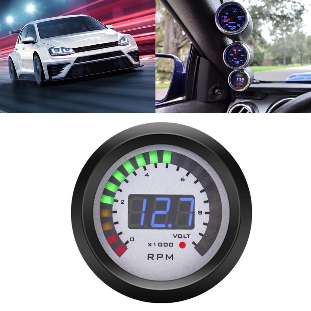 Digital Tachometer 52mm2in 0?9999 RPM Replacement for 12V 468 Cylinder Gasoline Vehicles