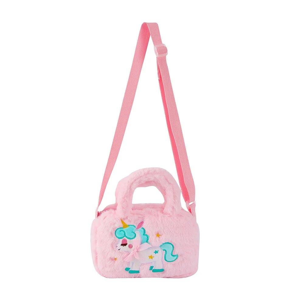 1 Pc Cute Unicorn Messenger Bag for Kids Girl Cartoon Animal Unicorn Crossbody Style Bag for Little Girl Plush Travel Coin Bag