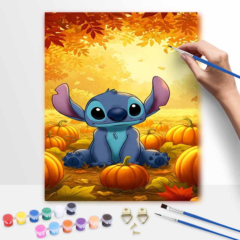 Disney Stitch autumn pumpkin oil painting art set handmade diy gift home decoration