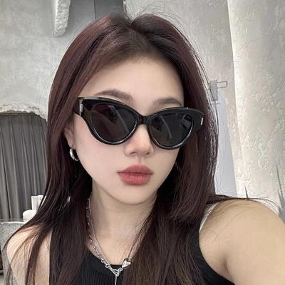 Černé sluneční brýle s kočičím okem Internet Celebrity, elegantní dámské sluneční brýle ve street stylu s konkávním tvarem, textura, korejská verze, lehký luxus