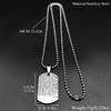 Stainless Steel Crackle Texture Dog Tag Pendant Necklace for Women Men Gold Color Geometric Beaded Chain Necklaces Jewelry Gift