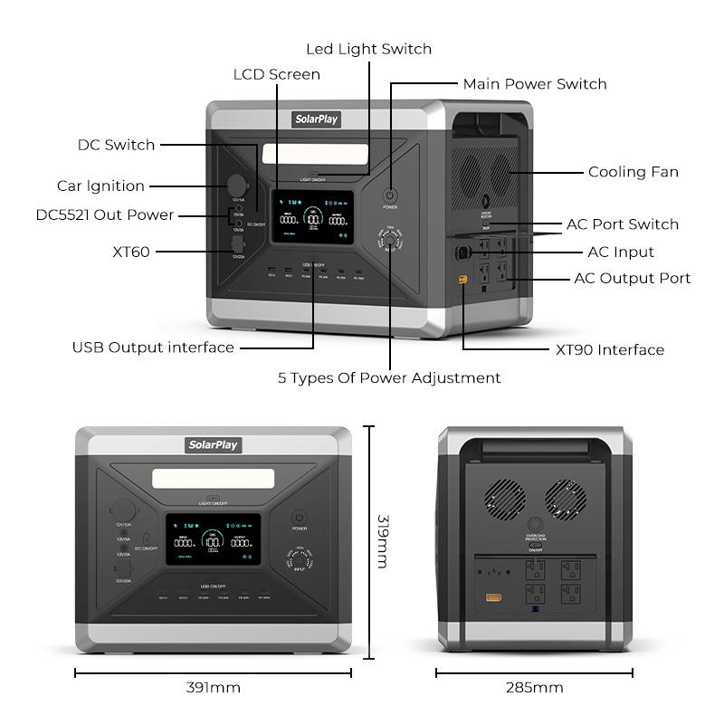 SolarPlay 2400W Portable Power Station with 400W Solar Panel, 2160Wh LiFePO4 Battery Ups Generador Solar