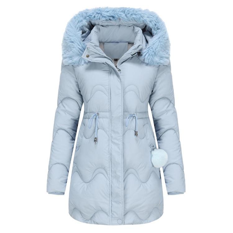 Women's Warm Parka Cotton Coat with Detachable Hood Autumn Winter Mid-length Coat