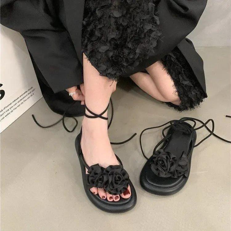 Fashion 2024 Summer Fashion Women's Sandals Fashion Ankle Cross Tie Women's Sandals