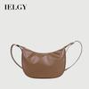 Solid Color Crescent Shape Retro Ladies Messenger Bag High Sense