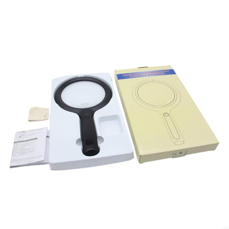 Handheld LED Magnifier With Cold Warm Light Ergonomic Handle For Jewelry Reading Craft Work Acrylic Lens Portable Optically Tool