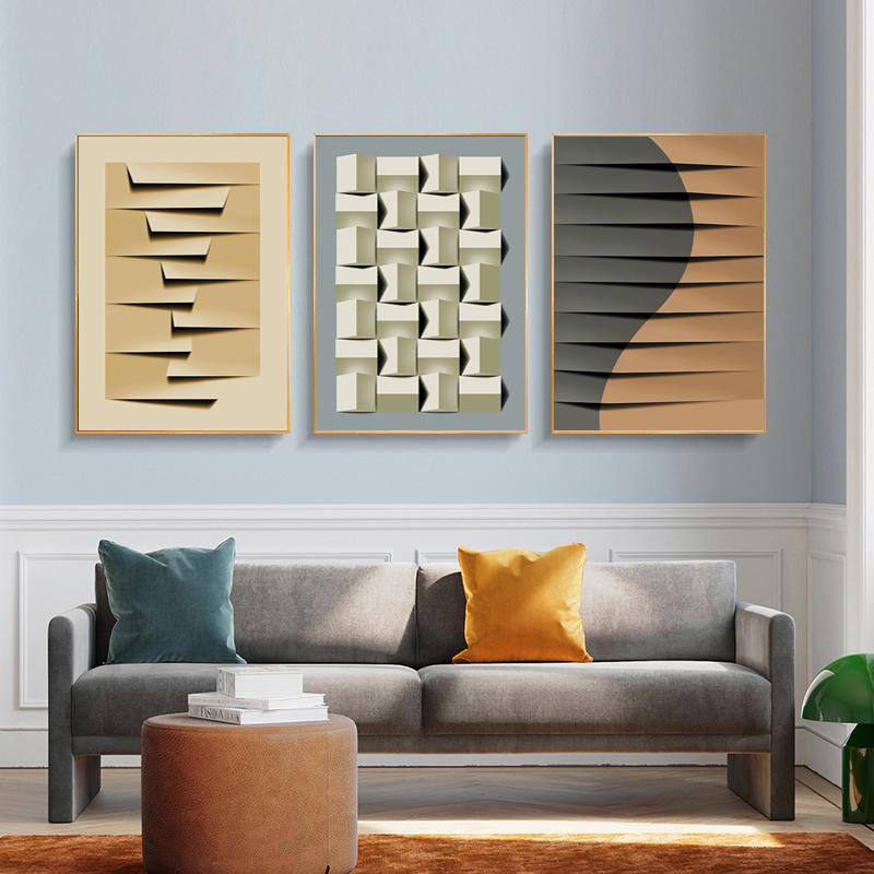 Abstract 3D Effect Patterns Poster Wall Art Canvas Painting Modern Poster And Picture Wall Pictures For Living Room Home Decor