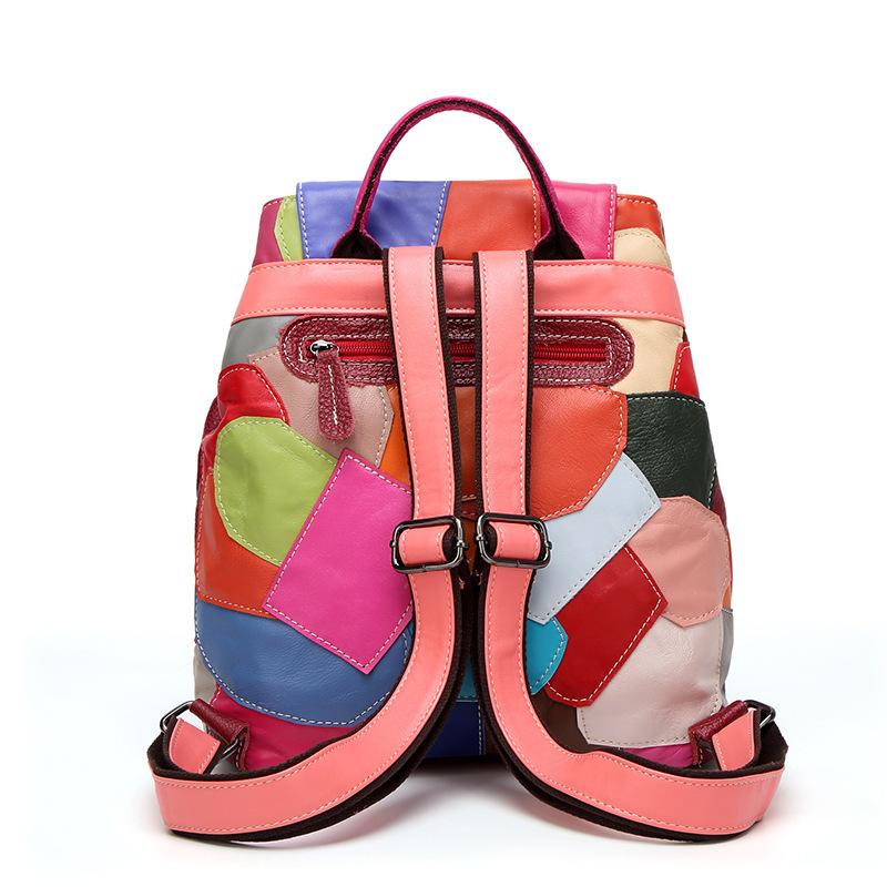 Spring Sheepskin Women's Bag Splicing Color Backpacks Fashion Leisure Travel Color Backpack