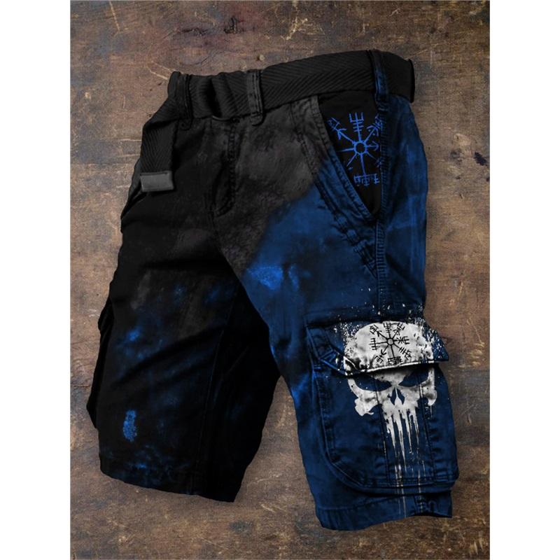 Men's Summer New Style European And American Style Halloween 3D Digital Printing Exaggerated Shorts Zipper Strange Pants