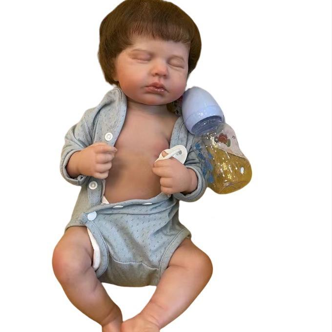 Lifelike 19'' 49 Cm Full Vinyl Body Reborn Baby Doll LOULOU Real Life Sleeping Newborn Babies Doll for Boy and Girl Children Accompany Play House Toys