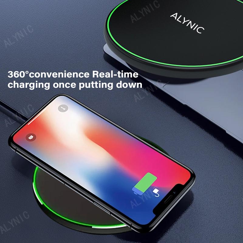 ALYNIC 15W Wireless Charger Pad Stand Chargers Desk Holder Fast Charging Dock Station for iPhone 15 14 13 12 11 X Samsung Xiaomi