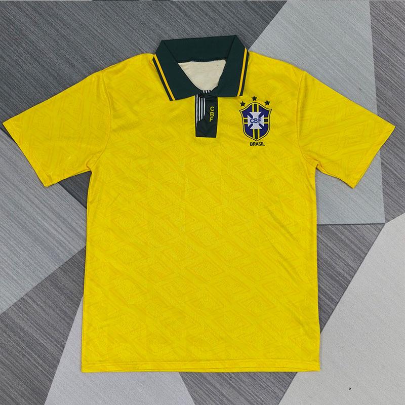 Retro Brazil Home Football Jersey 1991-1993 Fan Edition L жёлтый