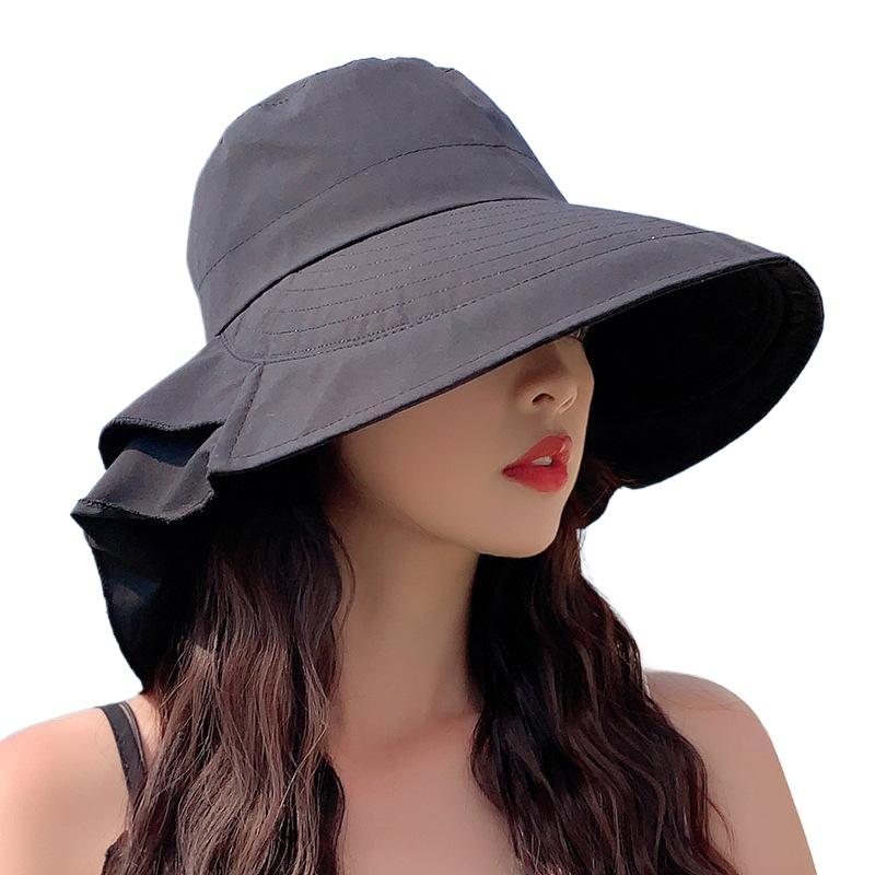 New Hat Women's Summer Neck Protection Sun Protection Sun Hat Travel Big Edge Bucket Hat Outdoor Cycling Sun Hat