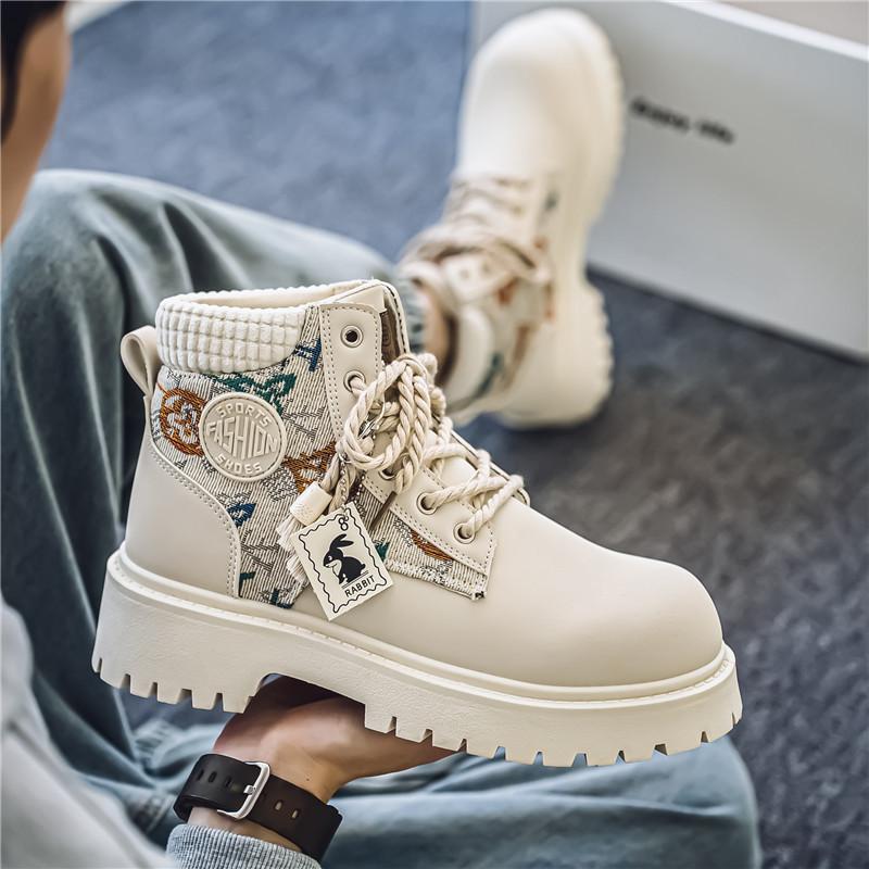 

Мужские ботинки Мартин осенние высокие ботинки в стиле милитари, короткие ботинки, молодежные, для активного отдыха, для езды на мотоцикле, черные кожаные ботинки 44 бежевый