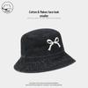 Women's Spring/Summer Bowknot Denim Fisherman Hat - Casual & Versatile Outdoor Sun Hat
