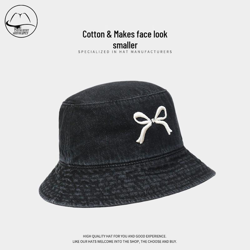 

Women s Spring/Summer Bowknot Denim Fisherman Hat - Casual & Versatile Outdoor Sun Hat 54-60cm