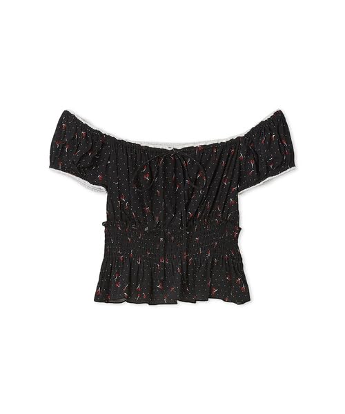 Furfur Cherry Print Blouse RWFT252035 Black Women's
