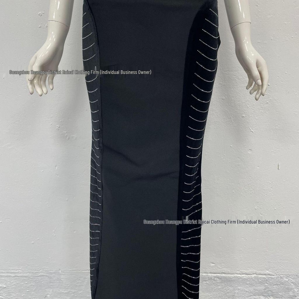 Europäisch-amerikanischer Stil Sexy Tief ausgeschnittenes Bandagen-Abendkleid mit Strasssteinen