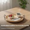 Serving Tray with Woven Inset Elegant Round Handles