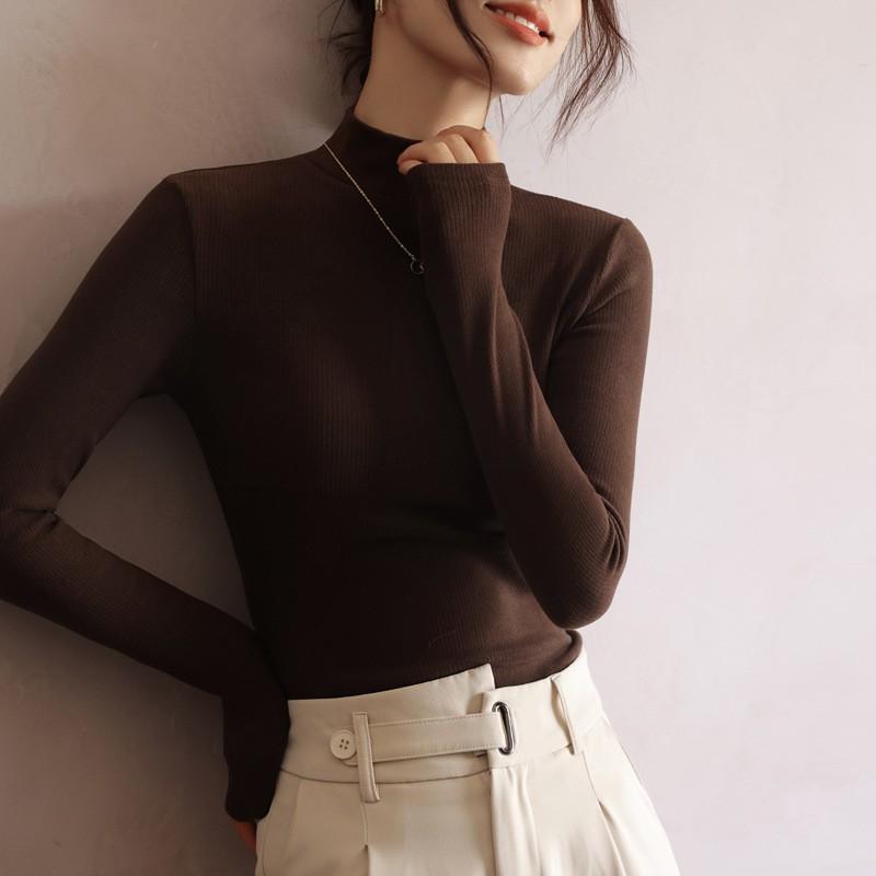 Womens Thermal Long Sleeve T-Shirt Half Turtleneck Slim Fit Base Layer Soft Brushed Fabric Winter Top