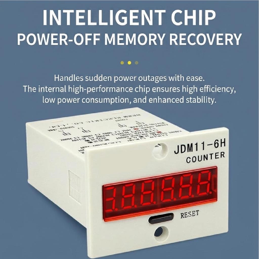JDM11-6H 6 Digit Digital Counter LED Display Electronic Totalizer Industrial Panel Mount Counter Power Failure Memory 12-380V 1