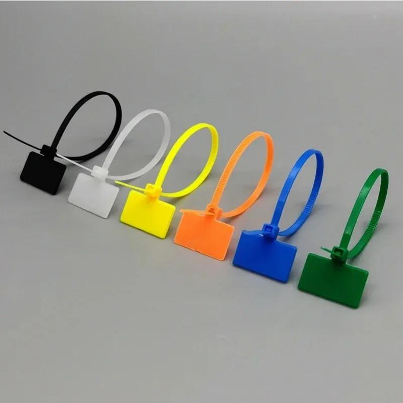 50pcs Nylon Label Self-locking Cable Tie Color Mark Disposable Plastic Buckle Waterproof Cable Wire Mark Cable Tie