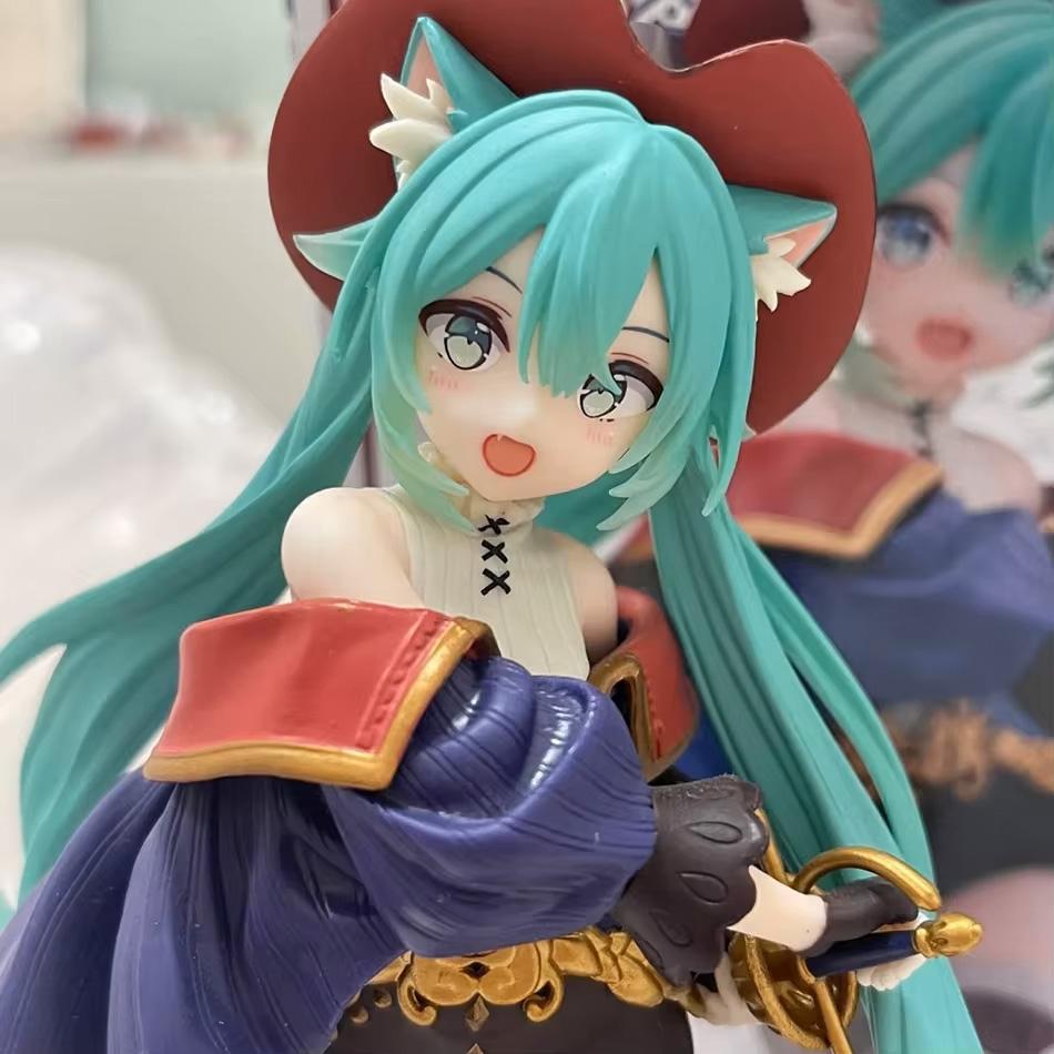 New Hatsune Miku Desktop Action Figure Tale Wonderland Miku Puss in Boots Anime Figurine Kawaii Girl Model Toy Adorable Decor
