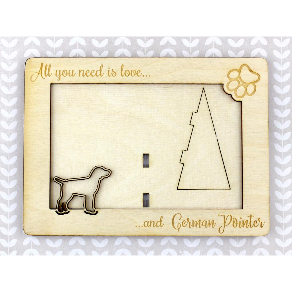 German Wirehaired Pointer - Photo frame, engraved wooden frame, a lovely gadget for the dog lover by Art-Dog