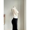 Women's Spring Summer Pleated Satin Shirt Color Ding Imitation Silk Short Shirt