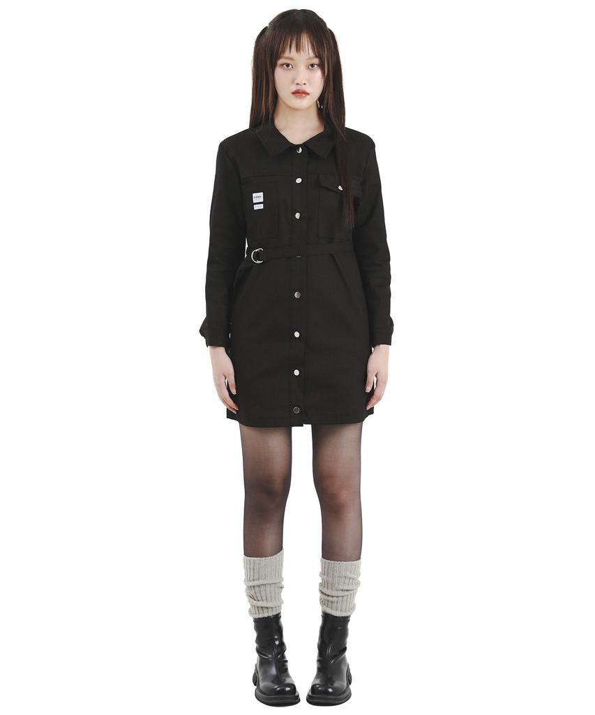 KATHARSIS Daily Cation Denim Mini Dress Brown Black S M
