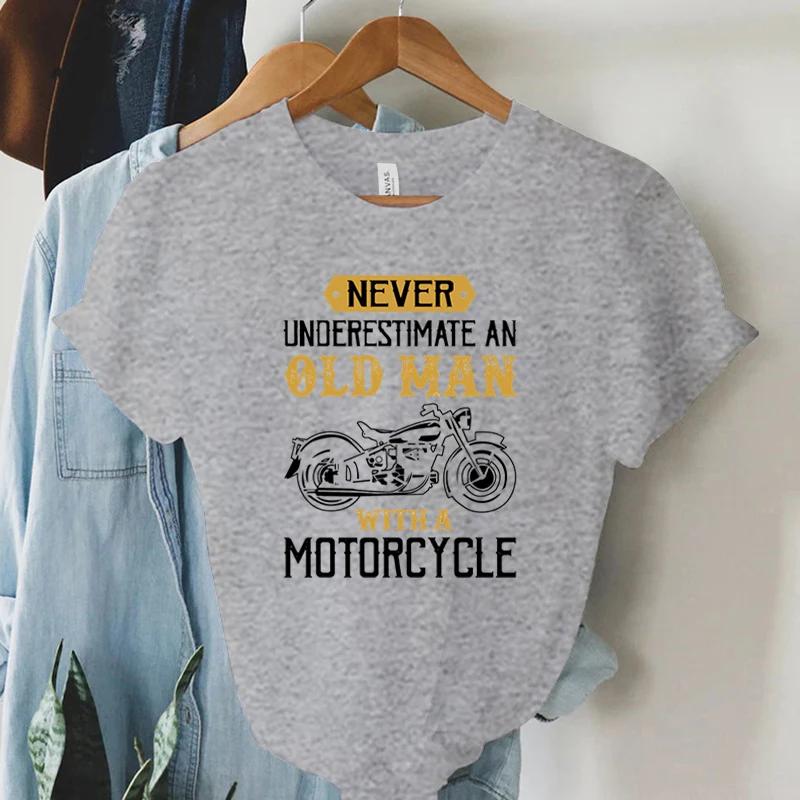Women Cool Tshirt Printing Never Underestimate Motorcycle Cool Graphic Hip Hop Style Shirts Oversized Casual T Shirt for Female S
