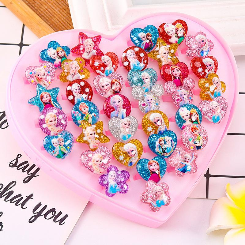 36 Pieces Children's Ring - Diamond-Style Crystal Toy Cartoon Rings With box
