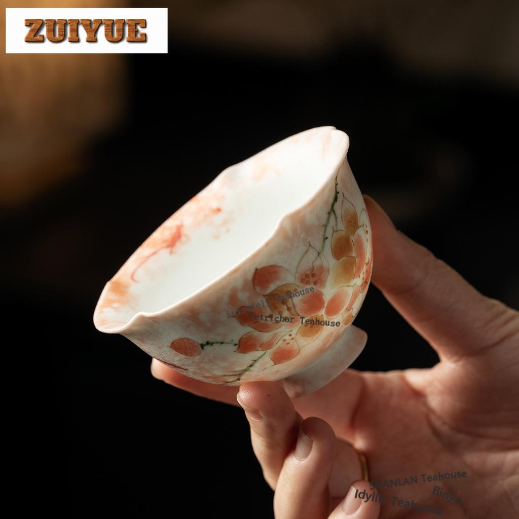 100ml Hand-painted Magnolia Teacup Elegant Tea Bowl Cute Cup Tea-tasting Fragrance Cup Jianzhan Master Cups For Tea Decoration