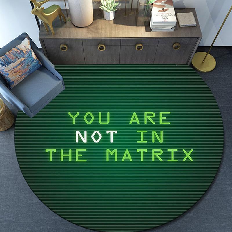 Matrix Poster pattern round rug,Carpet Rug for Living Room Bedroom Playroom ,Non-slip Floor Mat,Holiday Gifts and Birthday Gifts.