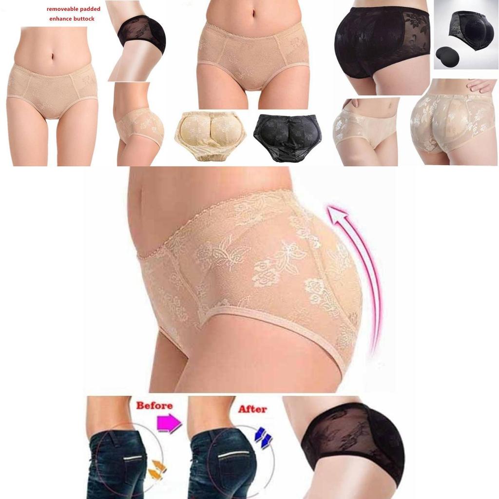 Breathable Padded Butt Lifting Panties Lace Seamless Hip Enhancer For Women