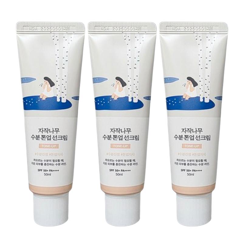 [3er-Set] Round Lab Birkenwasser Feuchtigkeitsspendende Sonnencreme LSF50+ PA++++ (50 ml x 3)