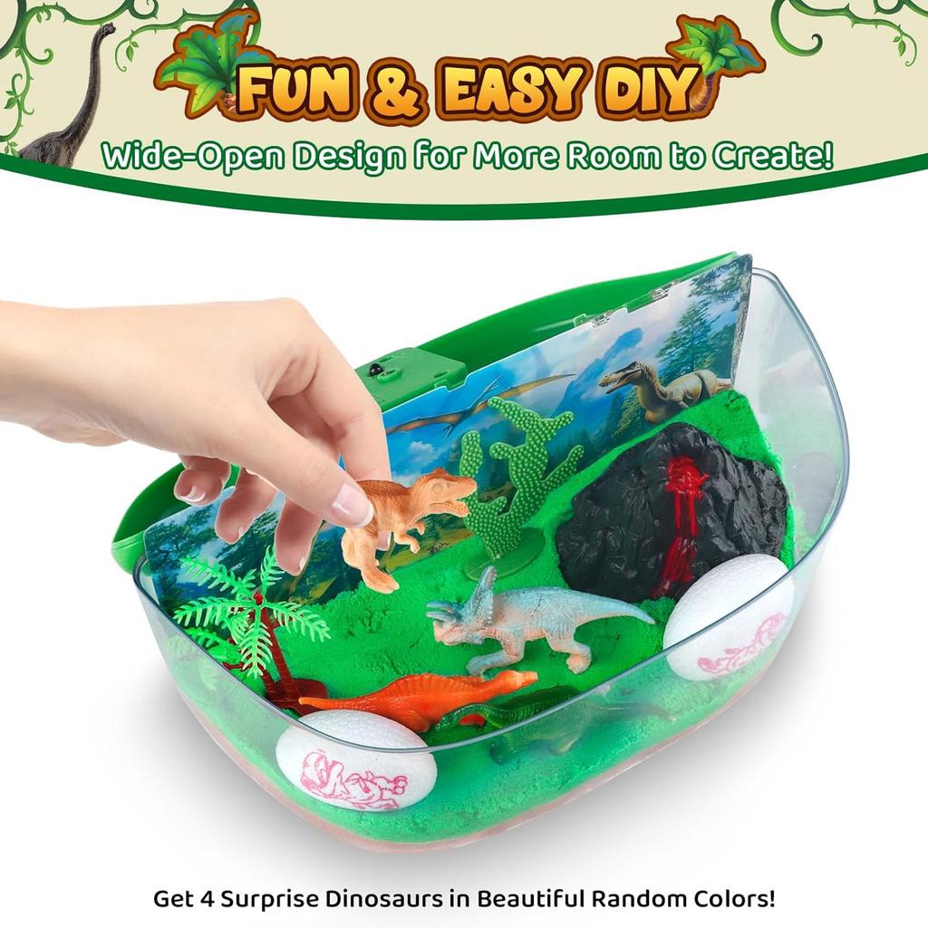 Dinosaur Terrarium Kit Gifts for Kids - DIY Night Light Up with Remote - Dinosaur Toys Arts and Crafts for Boys Fun Christmas Birthday Gifts for Ages