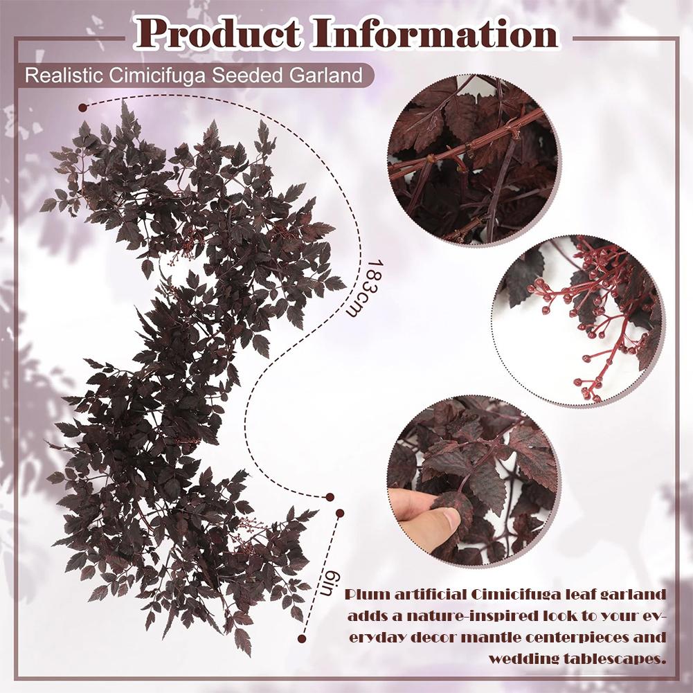 180cm Simulated Maple Leaf Plant Leaf Vine Halloween Autumn Ornament Thanksgiving Decoration Home Wall Hanging Vase Arrangement