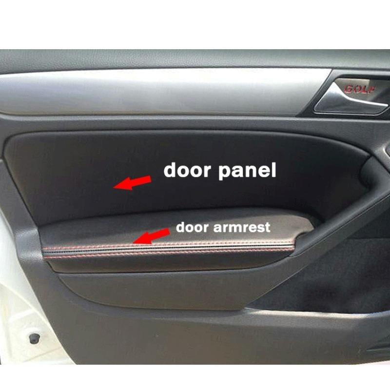 For Volkswagen Golf 6 Microfiber Front / Rear Door Panels Armrest Leather Cover Protective Trim  car interior
