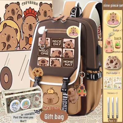 Capibara Rugzak voor Meisjes - Schattige, Duurzame, Meerlaagse Schooltas met Grote Capaciteit voor de Middelbare School