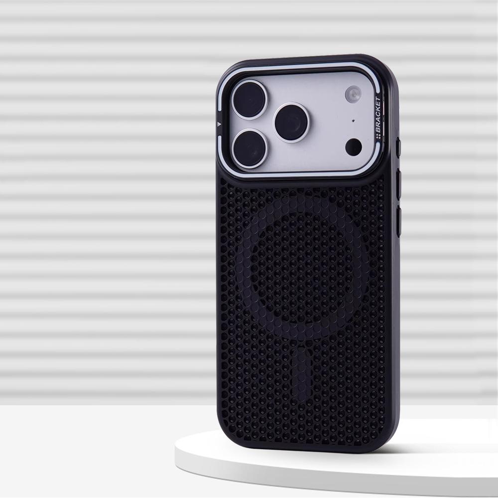 Honeycomb Grid Mesh Cooling for Magsafe Case for iPhone 17 Pro Max 16 15 13 14 12 Plus Alloy Lens Bracket Wireless Charge Cover