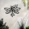 Metal Dragonfly Wall Art Iron Sculpture with Floral Detail Indoor Outdoor Decor Living Room Bedroom Gift Rustic Nature