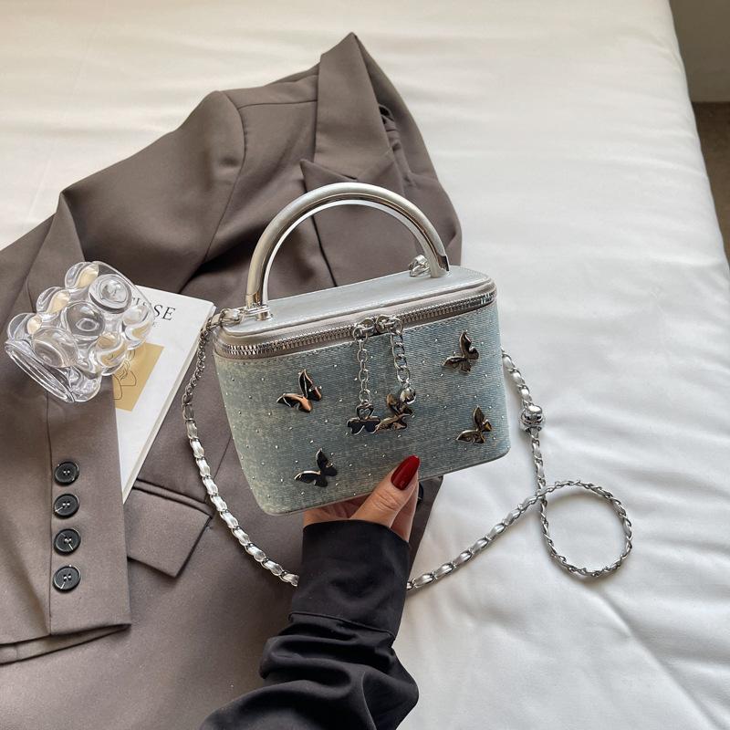 

2025 summer new high-value oblique span small square bag casual foreign-style shoulder bag gypsy denim box bag